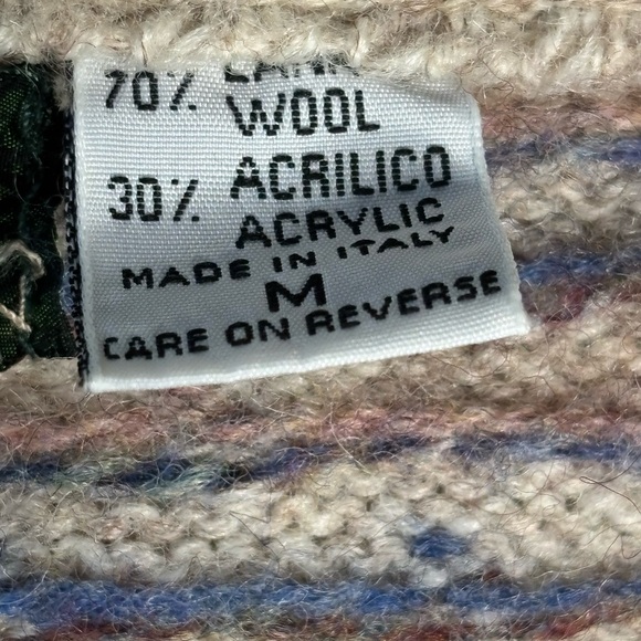 Boundary Waters Vintage Men's Beige Wook blend V-Neck Sweater Vest made in Italy - Picture 4 of 4